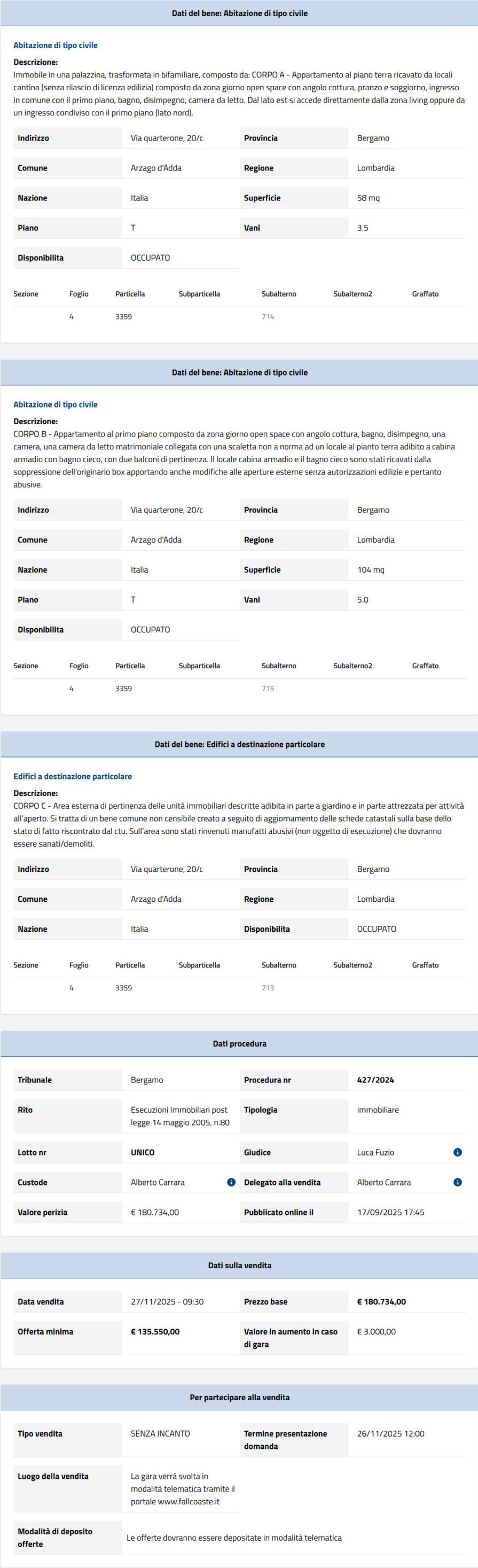 Informazioni asta immobiliare