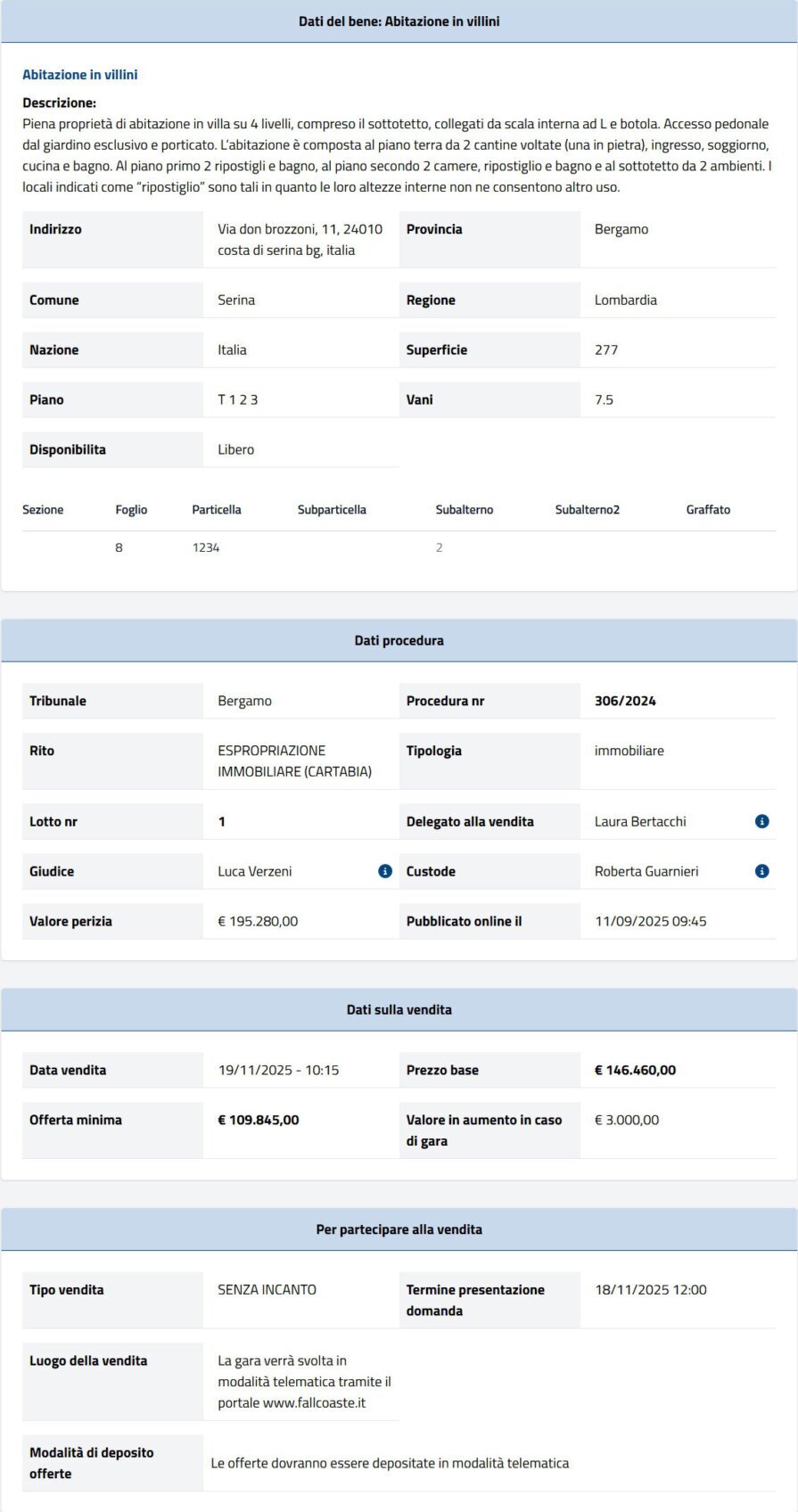 Informazioni asta immobiliare