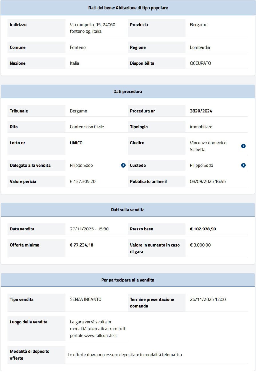 Informazioni asta immobiliare