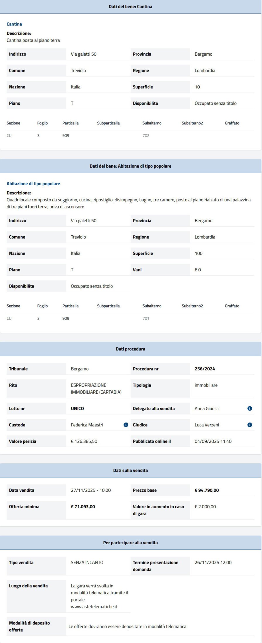 Informazioni asta immobiliare