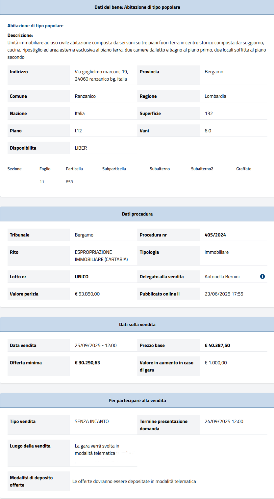 Informazioni asta immobiliare