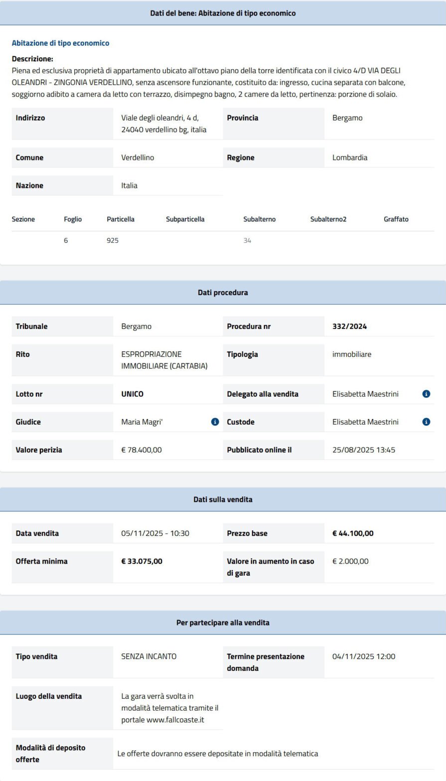Informazioni asta immobiliare