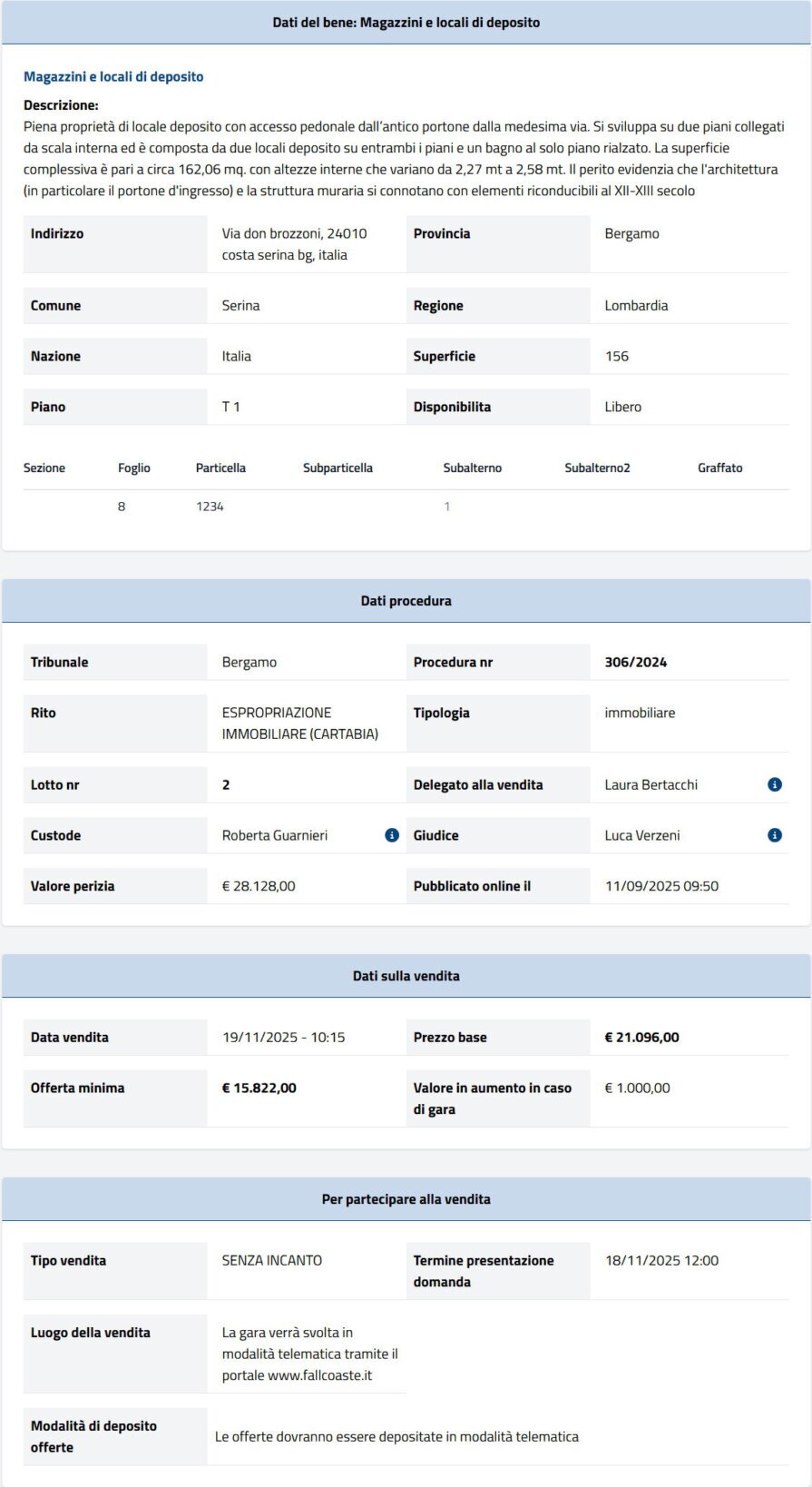 Informazioni asta immobiliare