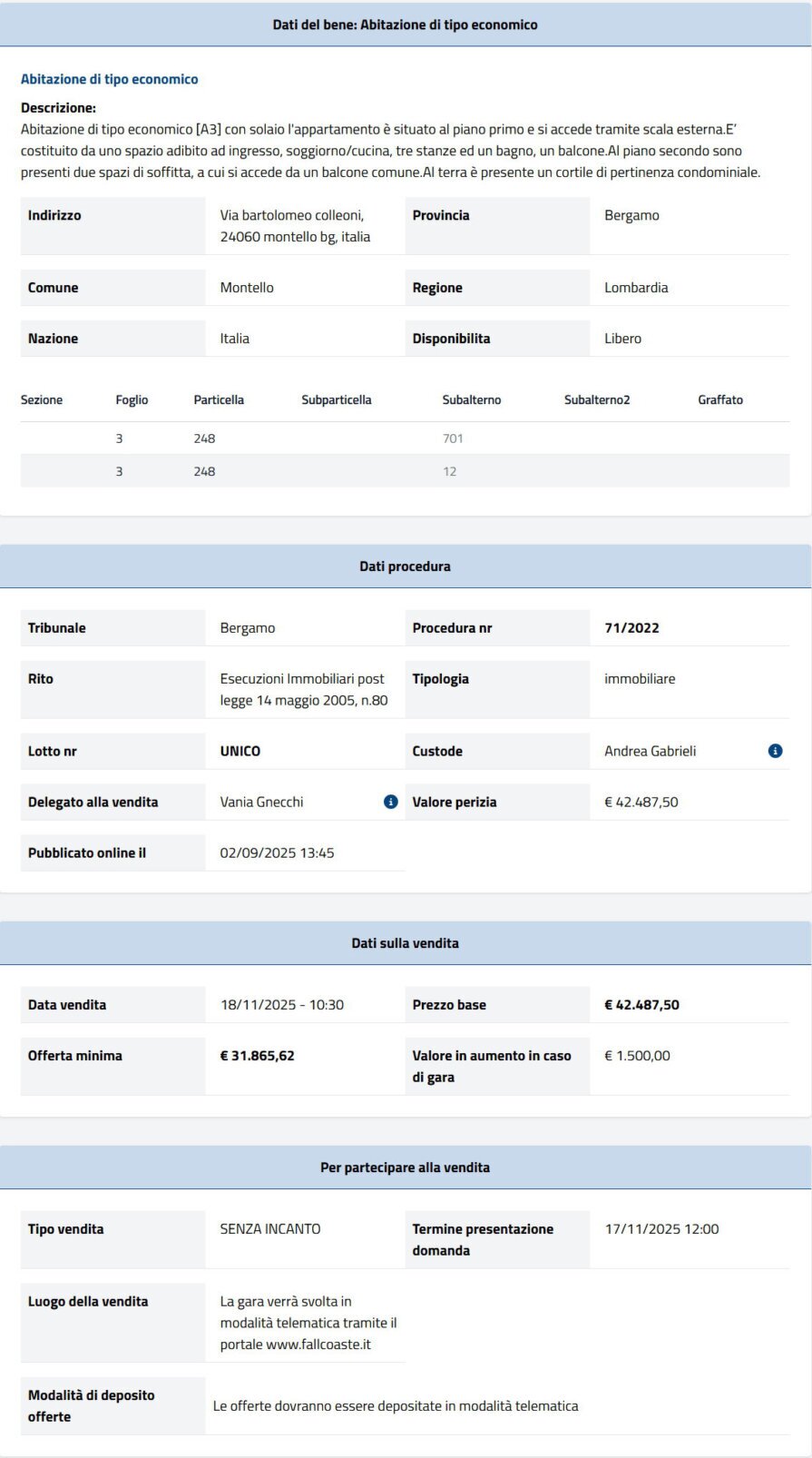 Informazioni asta immobiliare