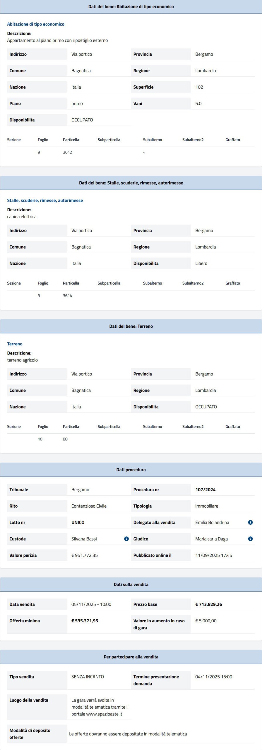 Informazioni asta immobiliare