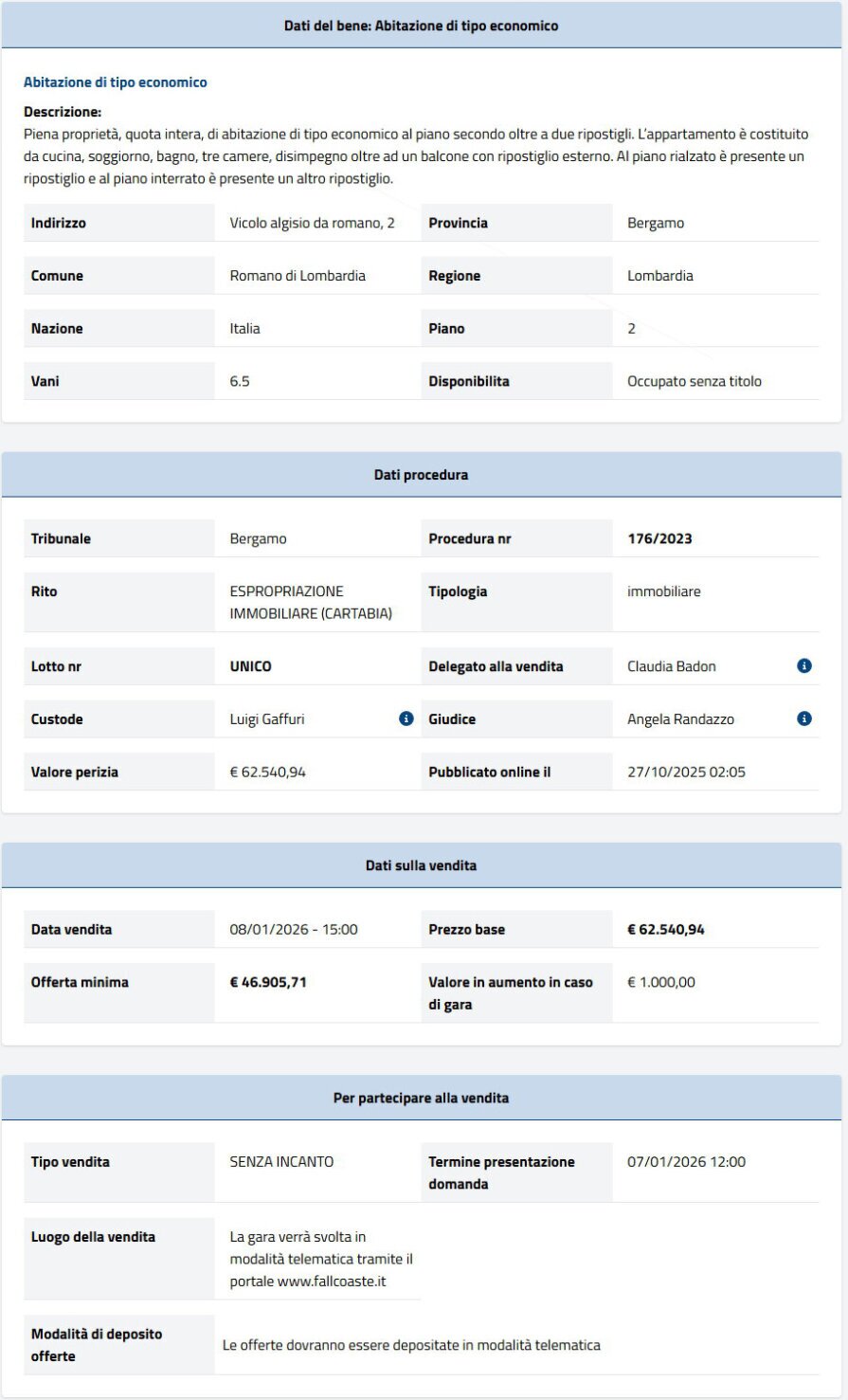 Informazioni asta immobiliare