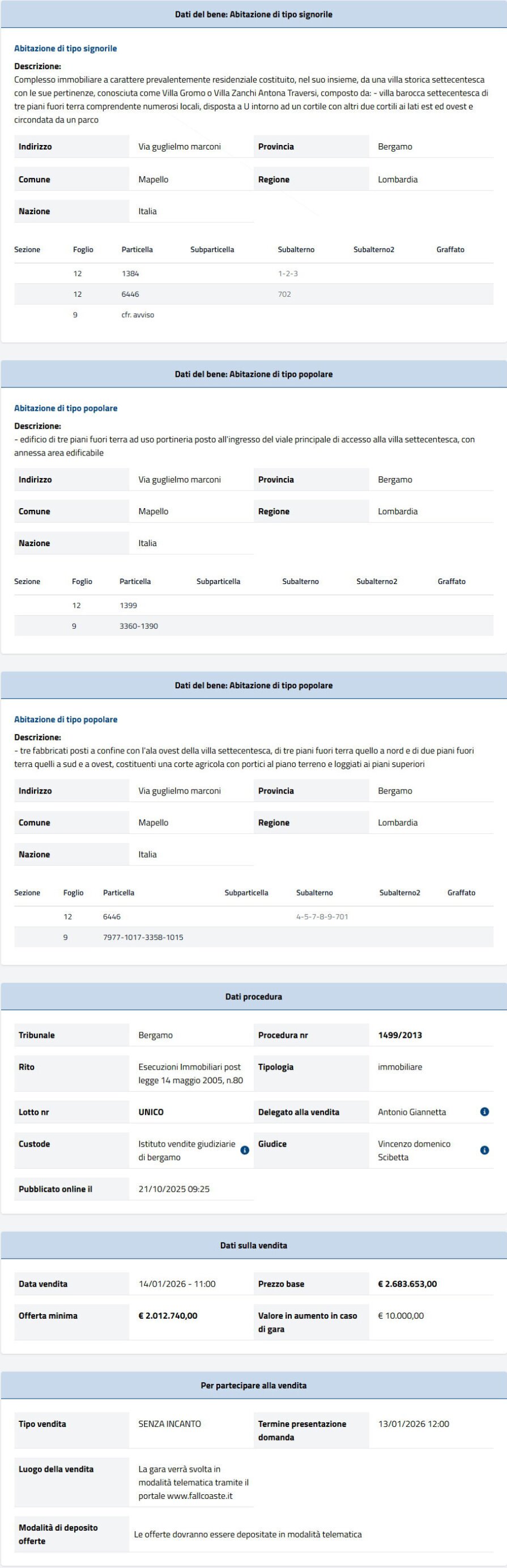 Informazioni asta immobiliare