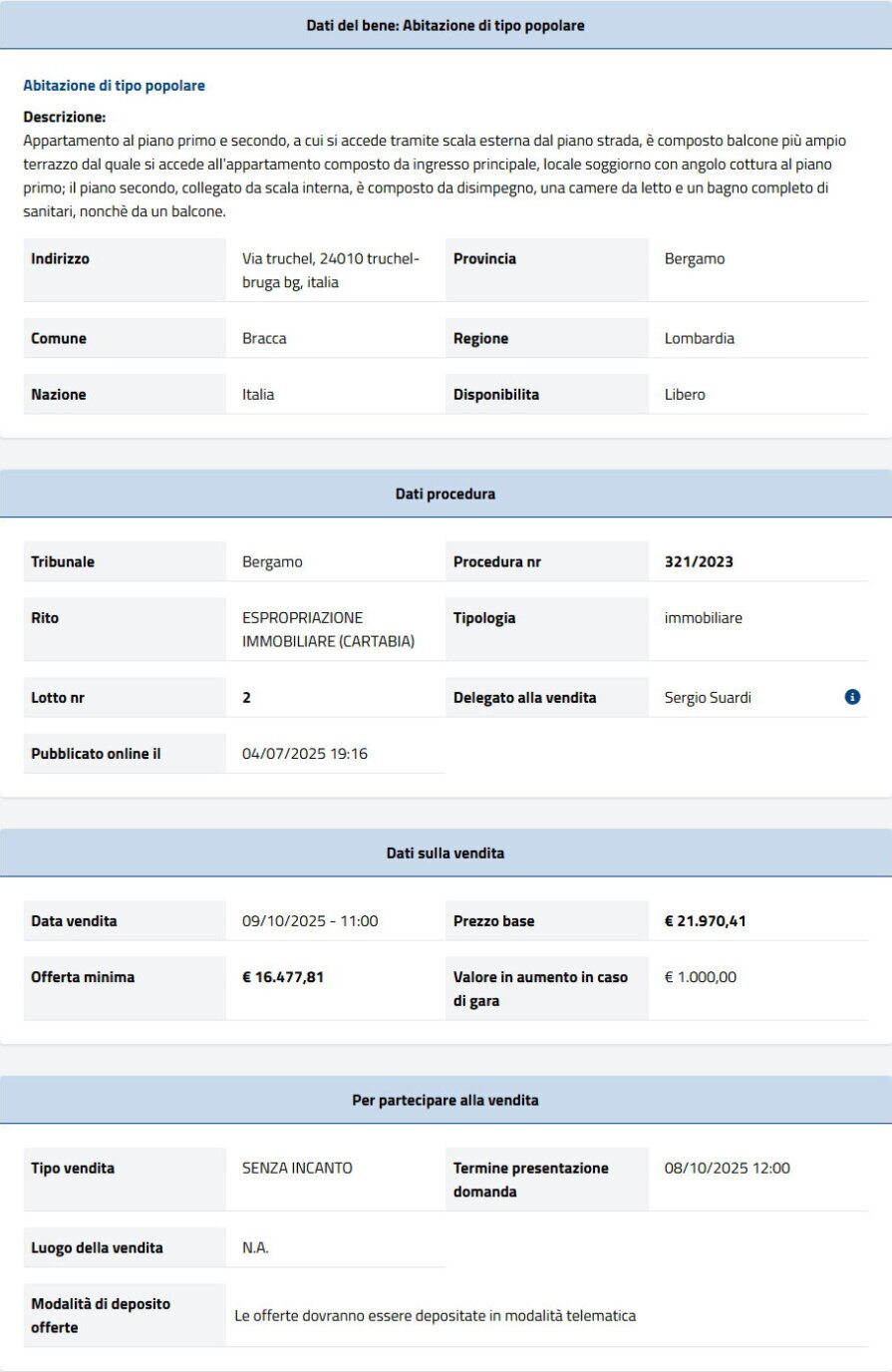 Informazioni asta immobiliare
