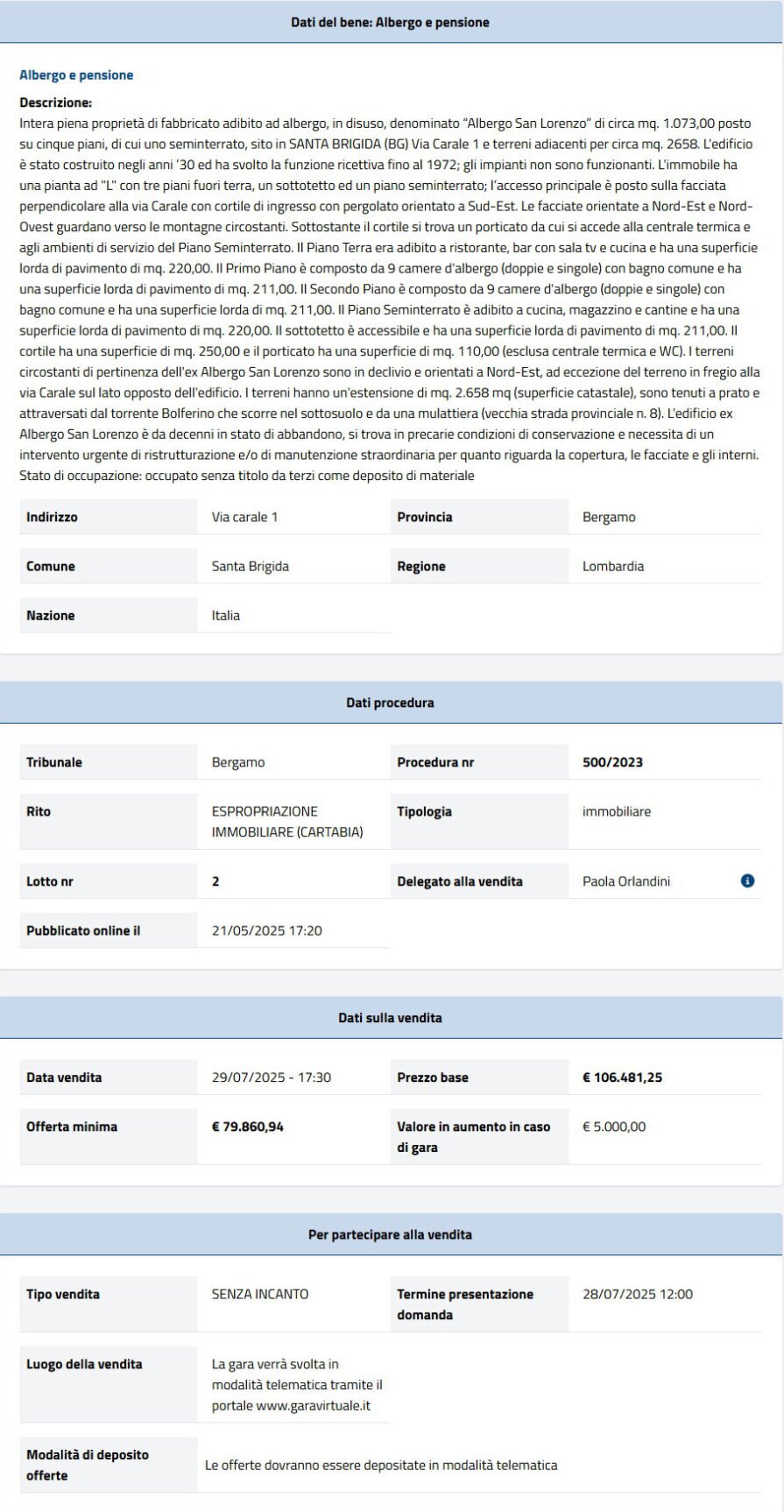 Informazioni asta immobiliare