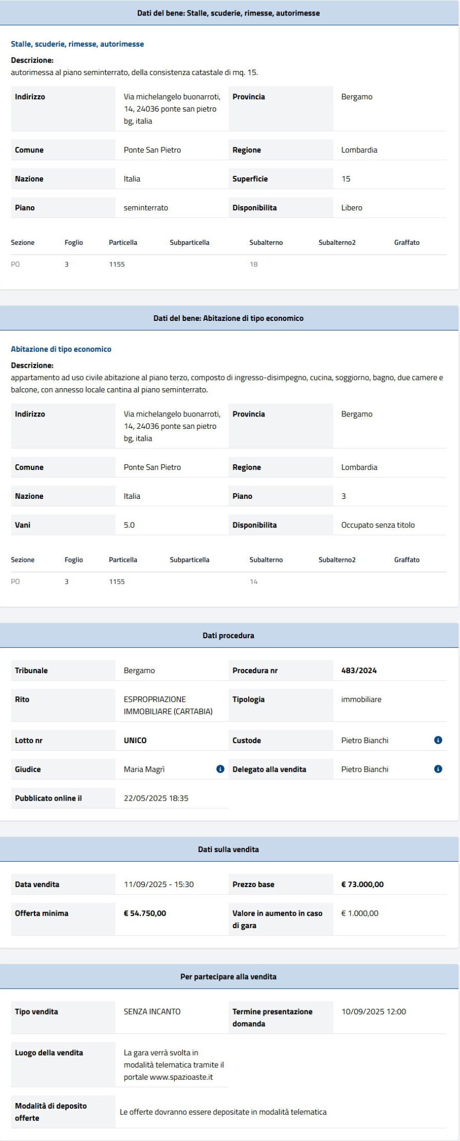 Informazioni asta immobiliare