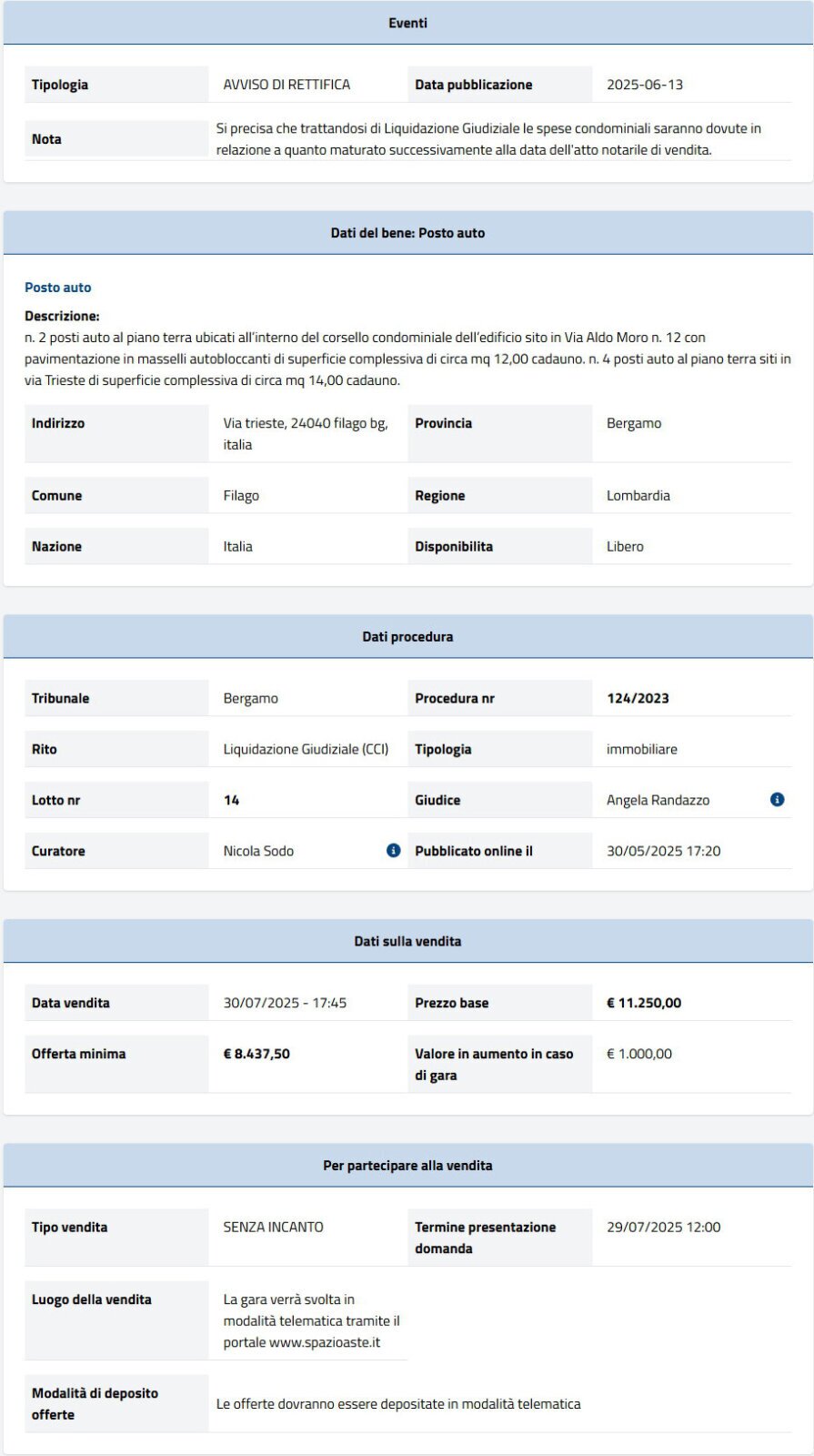 Informazioni asta immobiliare