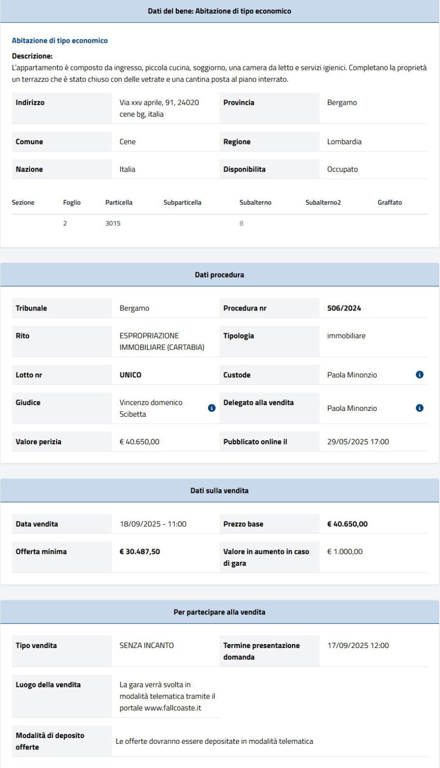 Informazioni asta immobiliare