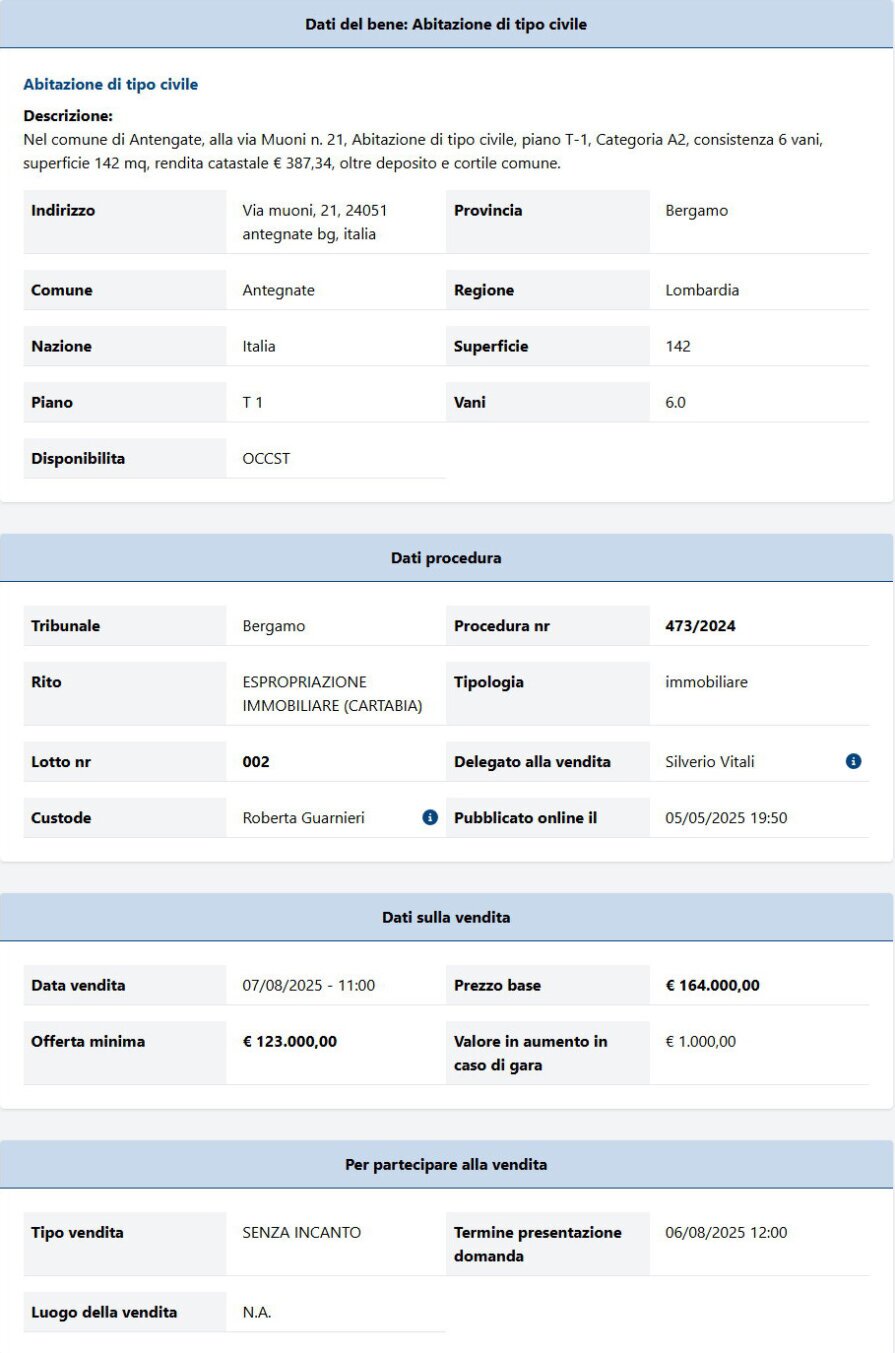 Informazioni asta immobiliare