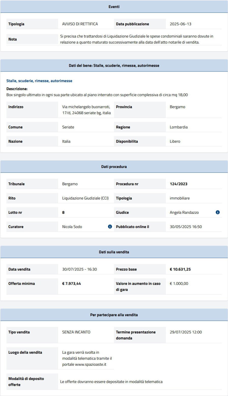 Informazioni asta immobiliare