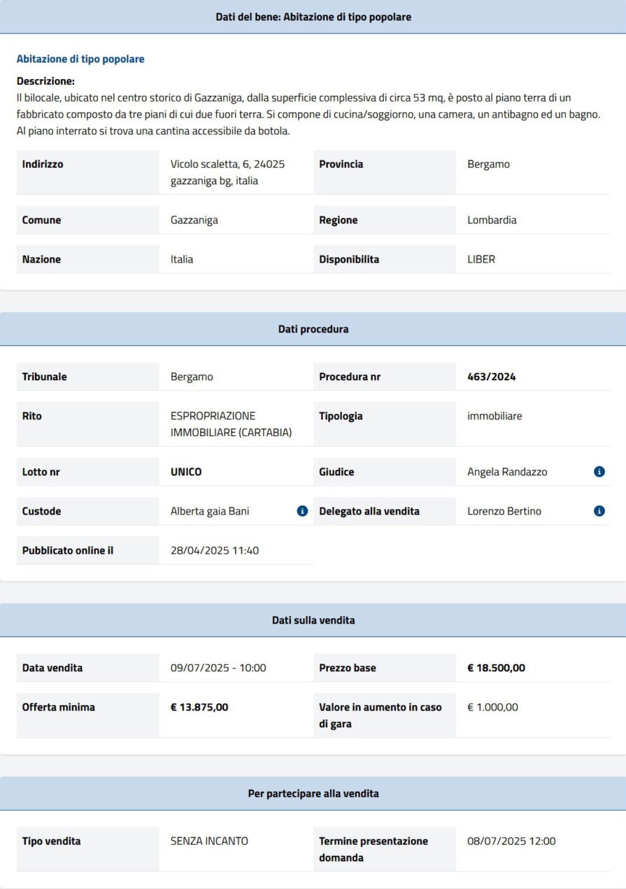 Informazioni asta immobiliare