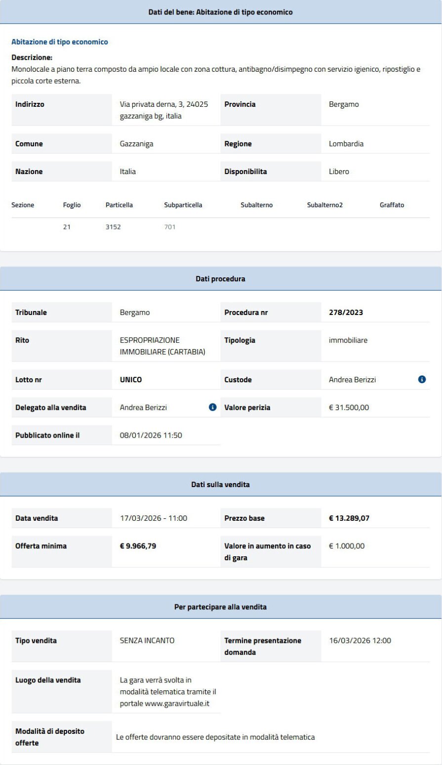 Informazioni asta immobiliare