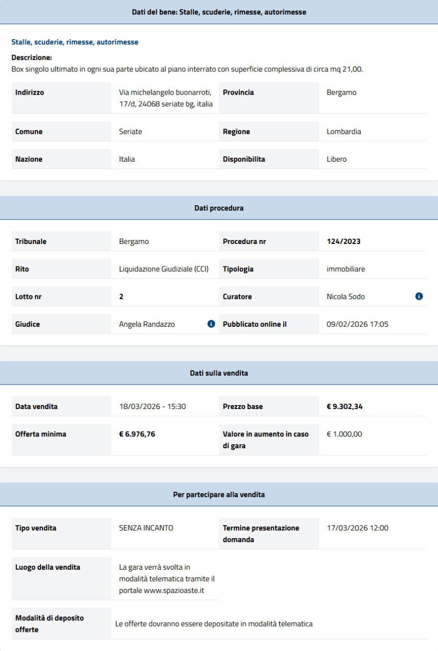Informazioni asta immobiliare