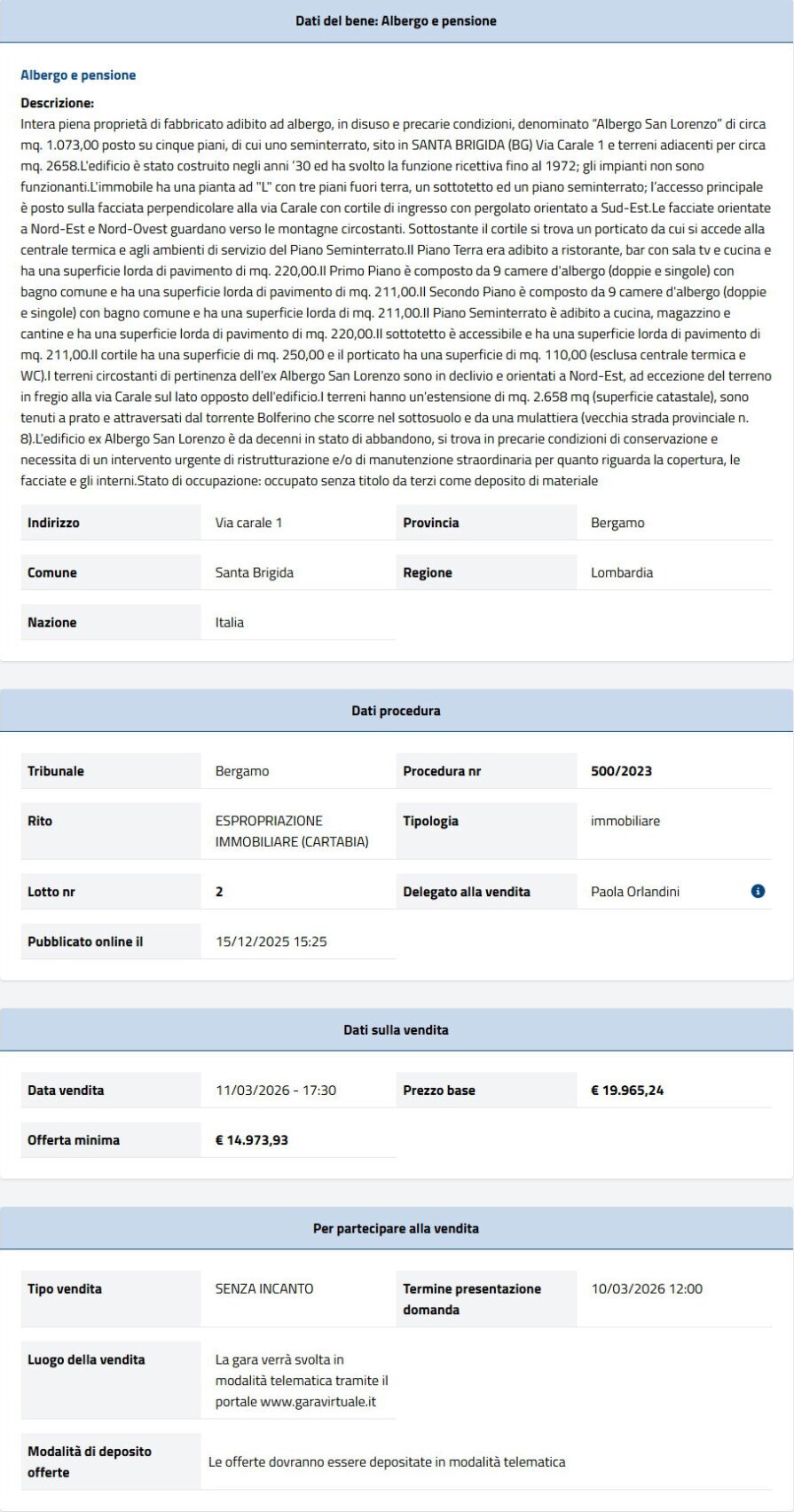 Informazioni asta immobiliare