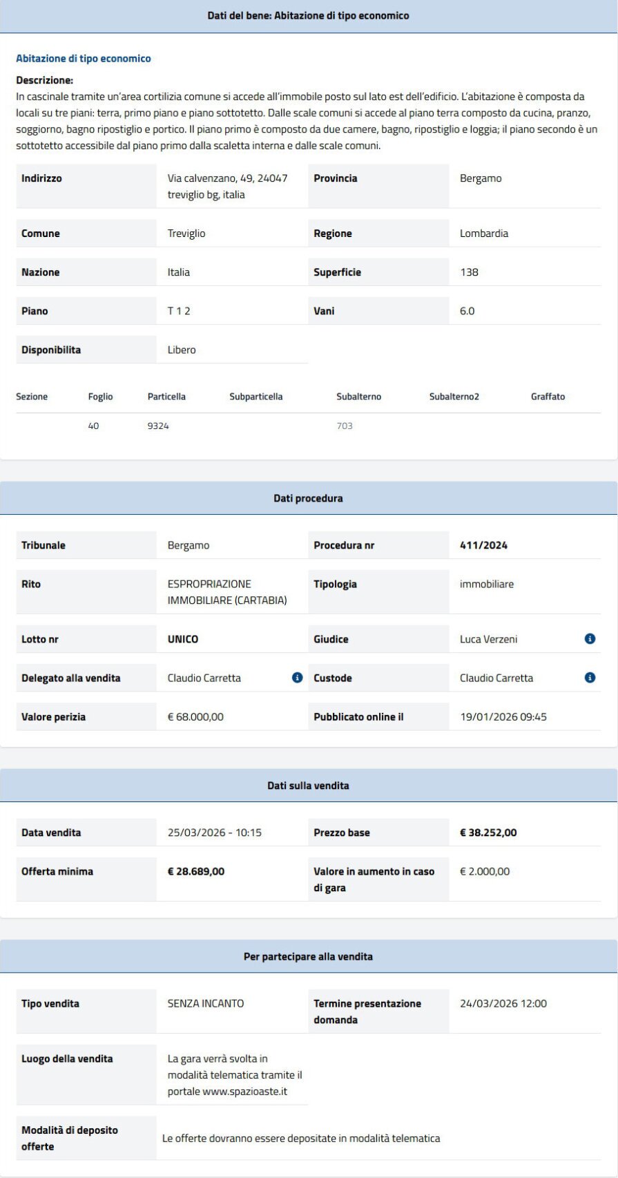 Informazioni asta immobiliare