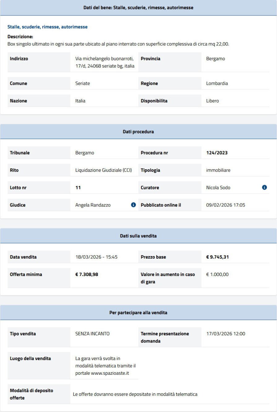 Informazioni asta immobiliare